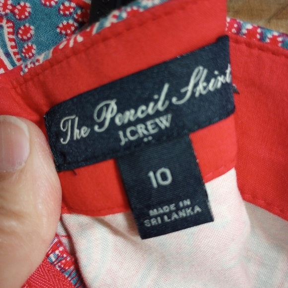 J. Crew Paisley The Pencil Skirt Size 10 Back Zip Closure. Boho Hippie Festival. - Picture 7 of 7
